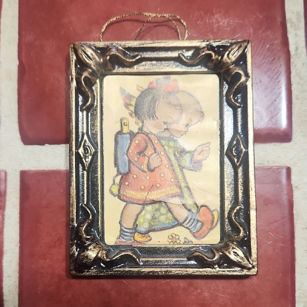 Vintage Style Framed Art with Black and Gold Accents